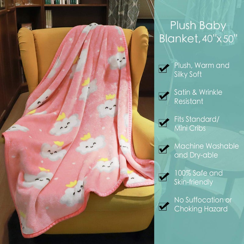 تيل يو Toddler Flannel Blanket - Warm Cozy Baby Blanket for Boys and Girls, Smooth Cute Lightweight Blanket for Bedding Crib Stroller, 40x50 Inches, Pink Cloud - Image 3