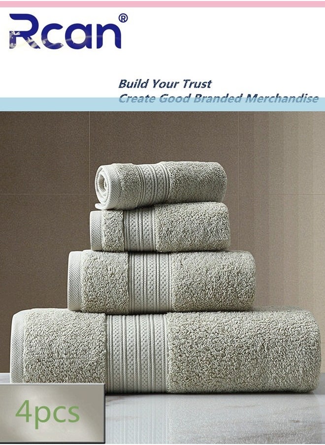 Rcan 4 Piece Towel Set Cotton Luxury Plush Towels 2 Square Towel 1 Washcloths 1 Bath Towel Highly Absorbent Quick Dry Towel Premium Quality Towel Hand Set for Bathroom Hotel  - Image 1