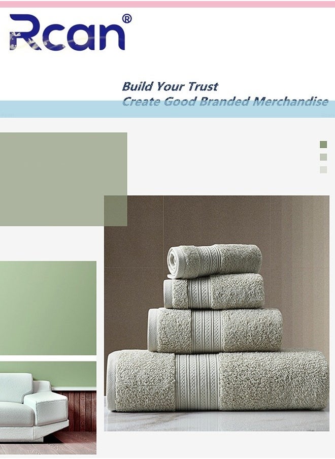 Rcan 4 Piece Towel Set Cotton Luxury Plush Towels 2 Square Towel 1 Washcloths 1 Bath Towel Highly Absorbent Quick Dry Towel Premium Quality Towel Hand Set for Bathroom Hotel  - Image 2