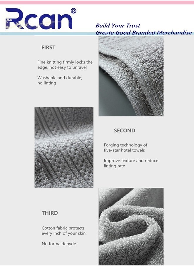 Rcan 4 Piece Towel Set Cotton Luxury Plush Towels 2 Square Towel 1 Washcloths 1 Bath Towel Highly Absorbent Quick Dry Towel Premium Quality Towel Hand Set for Bathroom Hotel  - Image 4