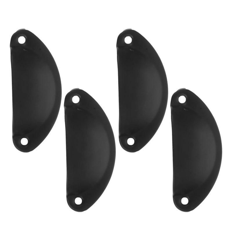 Black Iron Half Moon Pull Handles Set of 4 Kitchen Cabinet Drawer Knobs Hardware - Image 2