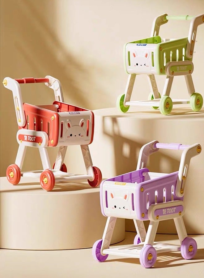 Kids Shopping Cart,Kids Kitchen Toys Set - 33 PCS Durable Pretend Play Kitchen Toys for Toddler,Play House Kitchen Toys For Kids,With fruit and vegetable and snack box,Shopping Cart Toy for Girls Bo