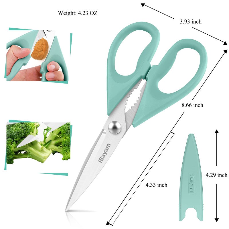 iBayam All Purpose Kitchen Shears Heavy Duty - Stainless Steel Kitchen Shears With Protective Sheath, Soft Grip Handle, Food & Meat Scissors, Home, Kitchen, Dining Utility Gadgets/Essentials/Utensils - Image 3