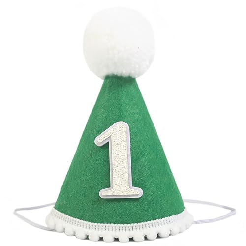 BOOMPA Dark Green Jungle Safari Number One Cap Baby Boys 1st Birthday Crown Party Decoration Wild One Birthday Hat - Image 1