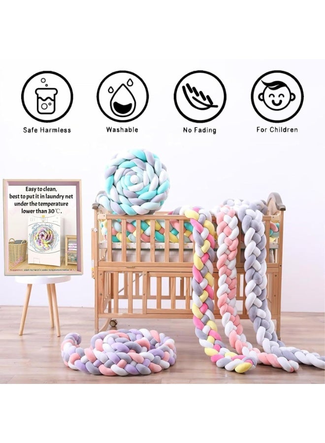 يونيكبيبي حاجز سرير أطفال مضفر، 2 متر وسادة مضفرة محبوكة يدويًا، وسادة واقية ناعمة لسرير الطفل، حاجز أمان للسرير المضفر، وسادة حماية للرضع والأطفال، واقٍ من الاصطدام لسرير الطفل، وسادة ناعمة ومتينة لغرفة نوم الأطفال، بيج - Image 3