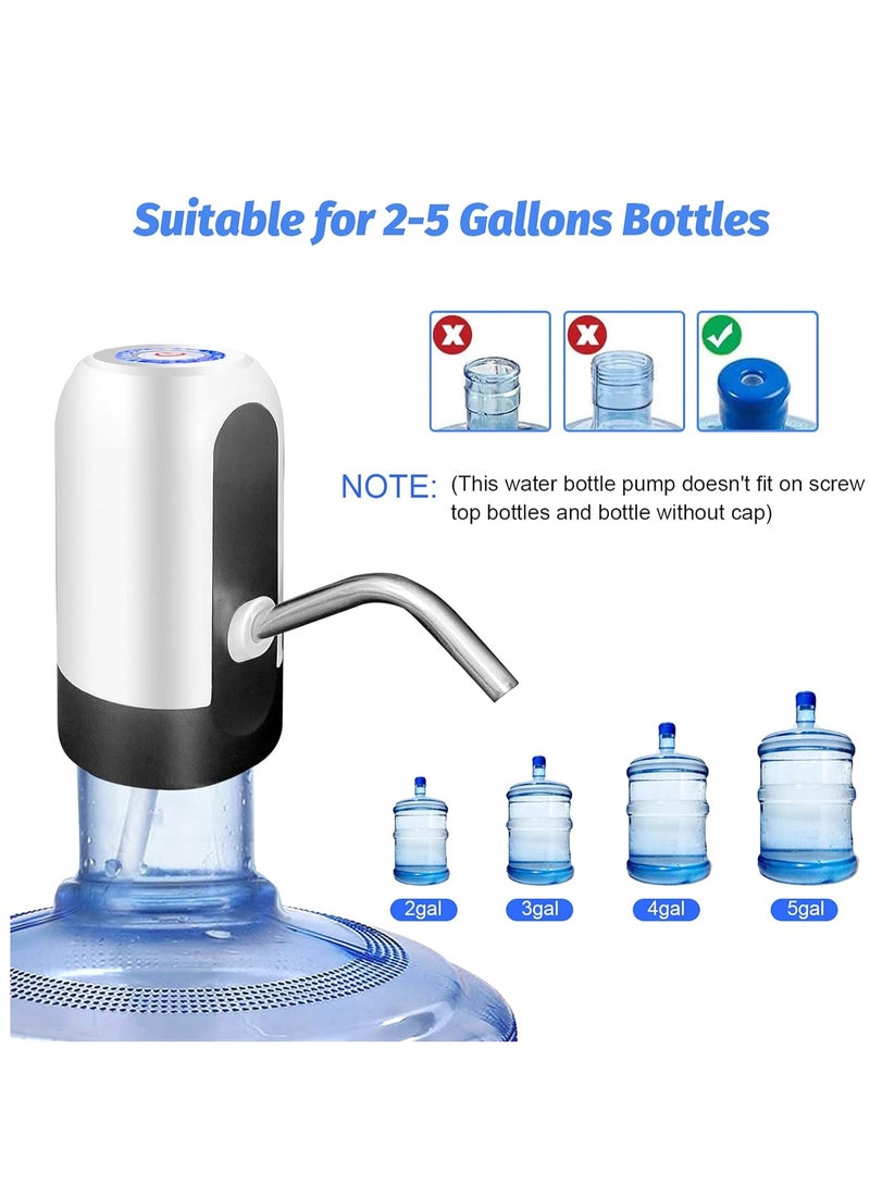 Water Bottle Pump, USB Charging Portable Electric Water Pump for for for 2-5 Gallon Jugs USB Charging Portable Water Dispenser for Office, Home, Camping, Kitchen and etc. White - Image 5