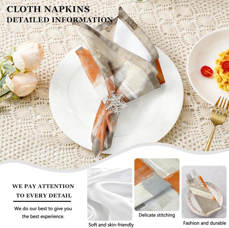 MCALK 4 Each Orange Placemats and Cloth Napkins Set of 8 Modern Abstract Art Painted Placemat for Home Kitchen Decor Placemats 18 x12 Cloth Napkins 18 x18 - Image 3