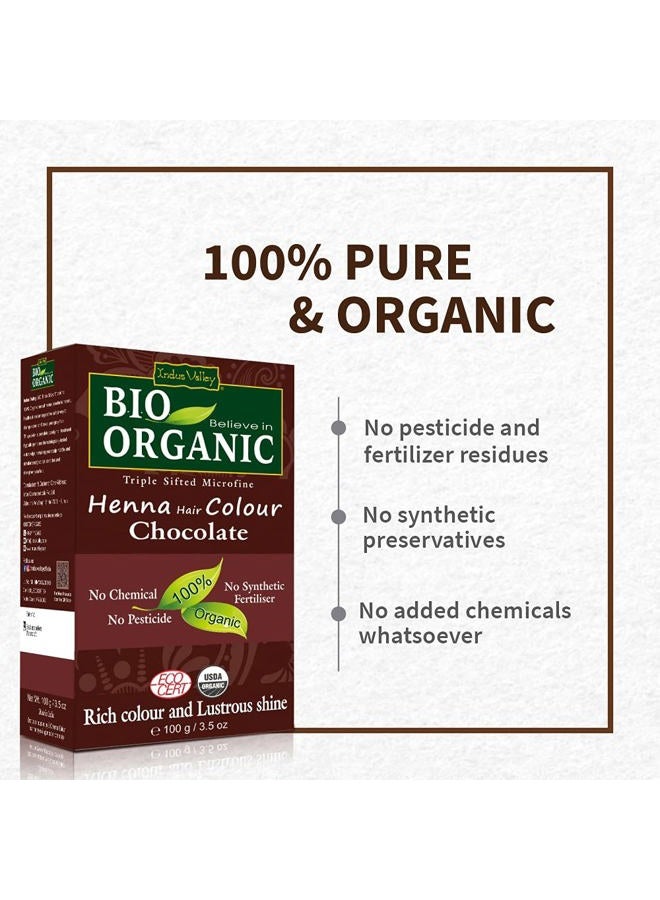 Indus Valley لون شعر الحناء الطبيعي العضوي من إندوس فالي بالشوكولاتة 100 جرام | تغطية 100% للشعر الرمادي وصبغة شعر طويلة الأمد | صبغة شعر طبيعية، نباتية وخالية من القسوة - Image 3