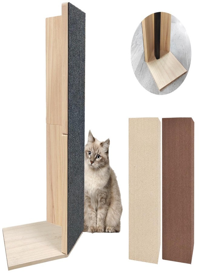 YEXEXINM 24" Tall Couch Corner Scratching Post with 3Pcs Replaceable Self-Adhesive Cat Scratching Post Carpet, Cat Scratch Pad Mat- Stylish Indoor Cat Scratcher Board Furniture Protector - Image 1