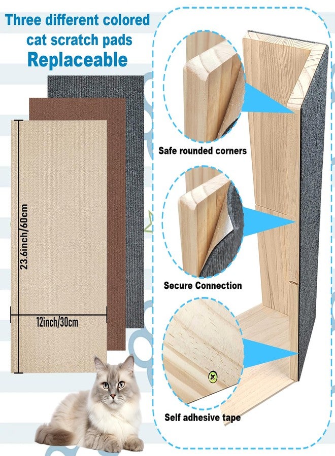 YEXEXINM 24" Tall Couch Corner Scratching Post with 3Pcs Replaceable Self-Adhesive Cat Scratching Post Carpet, Cat Scratch Pad Mat- Stylish Indoor Cat Scratcher Board Furniture Protector - Image 3