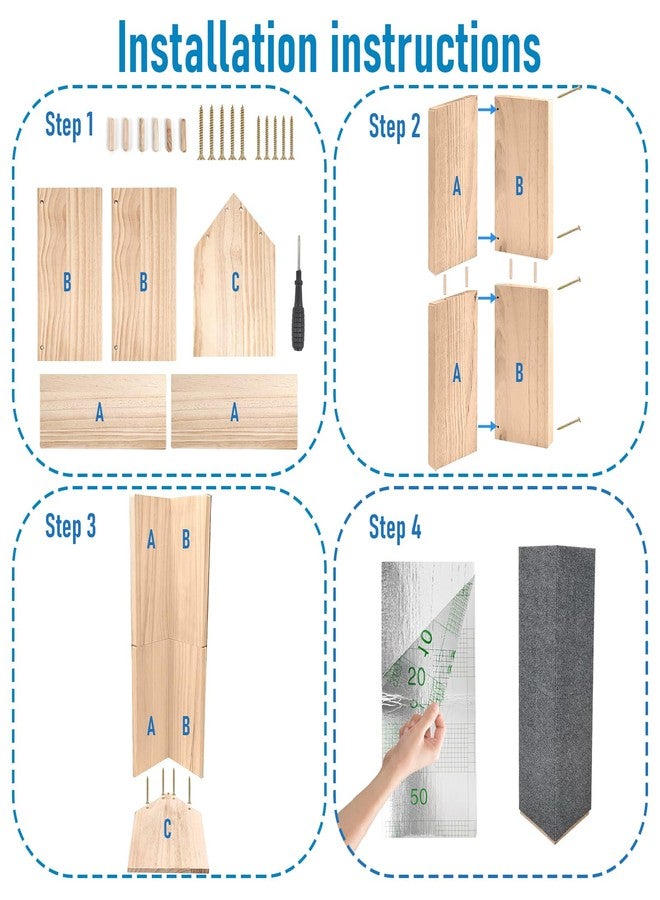 YEXEXINM 24" Tall Couch Corner Scratching Post with 3Pcs Replaceable Self-Adhesive Cat Scratching Post Carpet, Cat Scratch Pad Mat- Stylish Indoor Cat Scratcher Board Furniture Protector - Image 4