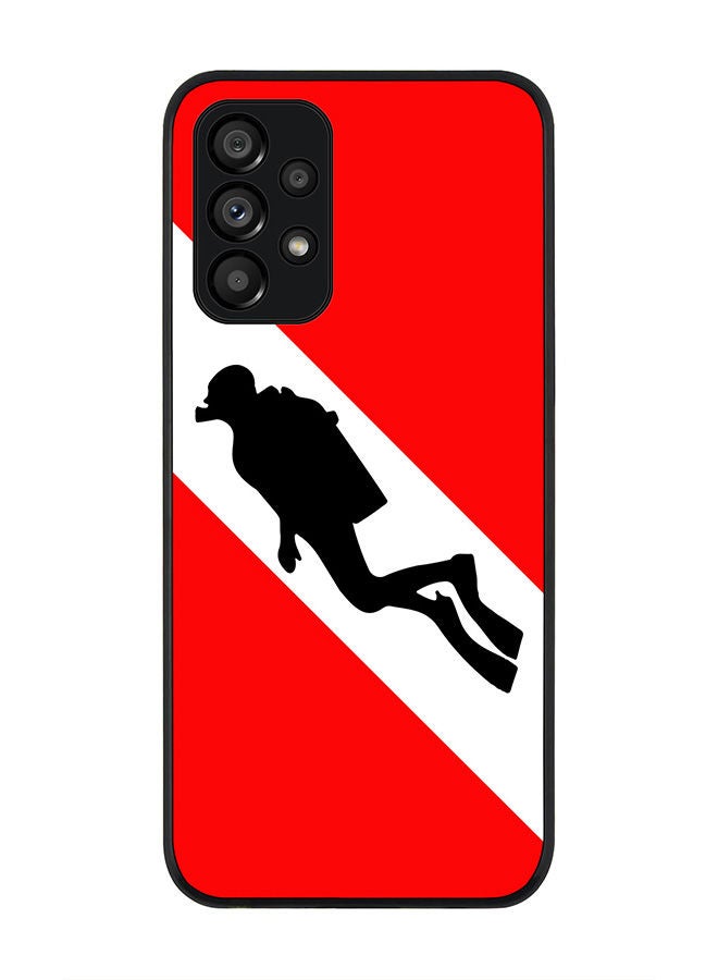 Stylizedd Rugged Black edge case for Samsung Galaxy A23 (LTE/4G) Slim fit Soft Case Flexible Rubber Edges Anti Drop TPU Gel Thin Cover - Diver Flag - Image 1