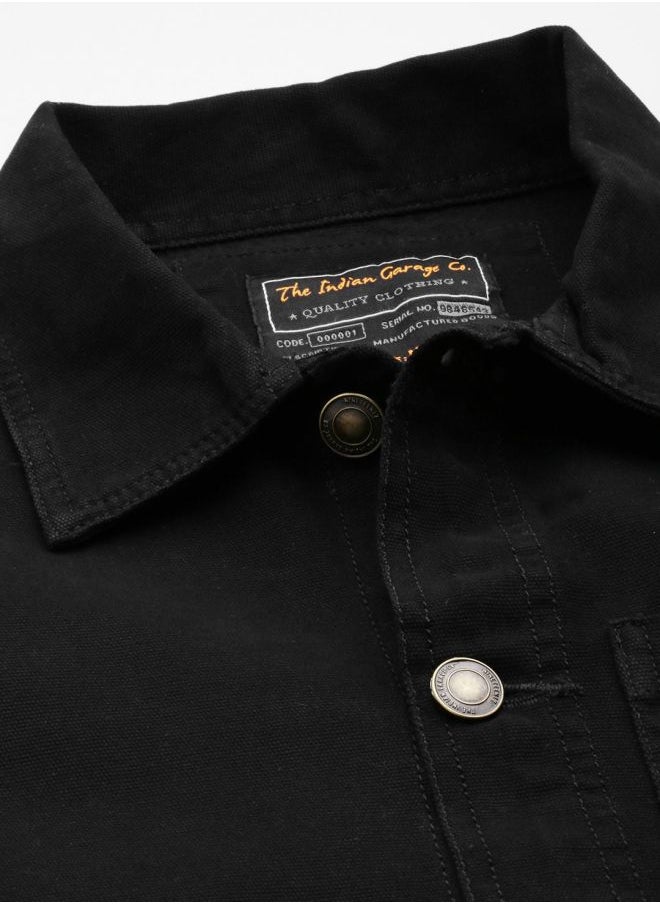 The Indian Garage Co Men Slim Fit Solid Trucker Jacket  - Image 5
