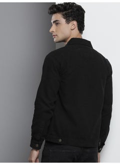 The Indian Garage Co Men Black Slim Fit Patch Pocket Oxford Trucker Jacket  - Image 5