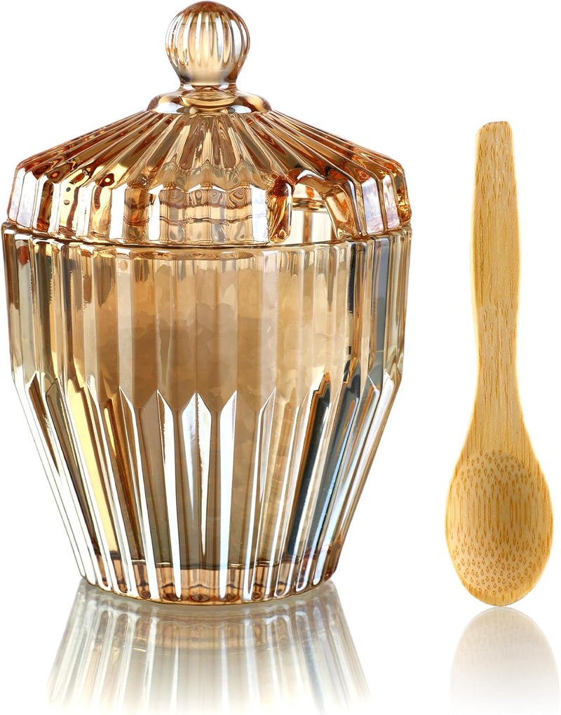 ZEERSHEE 5 Oz Glass Salt Cellar with Lid Spoon Storage Jar for Salt Sugar Spices, Dishwasher Safe Kitchen Container（4.3 * 3.1inch） - Image 1