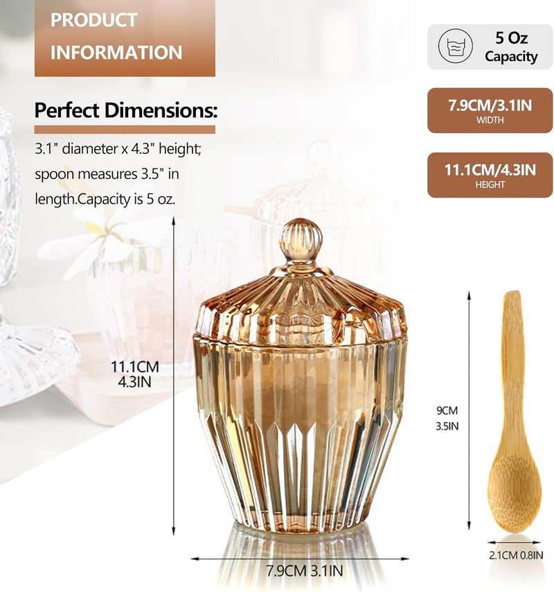 ZEERSHEE 5 Oz Glass Salt Cellar with Lid Spoon Storage Jar for Salt Sugar Spices, Dishwasher Safe Kitchen Container（4.3 * 3.1inch） - Image 2