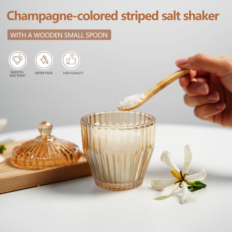 ZEERSHEE 5 Oz Glass Salt Cellar with Lid Spoon Storage Jar for Salt Sugar Spices, Dishwasher Safe Kitchen Container（4.3 * 3.1inch） - Image 3