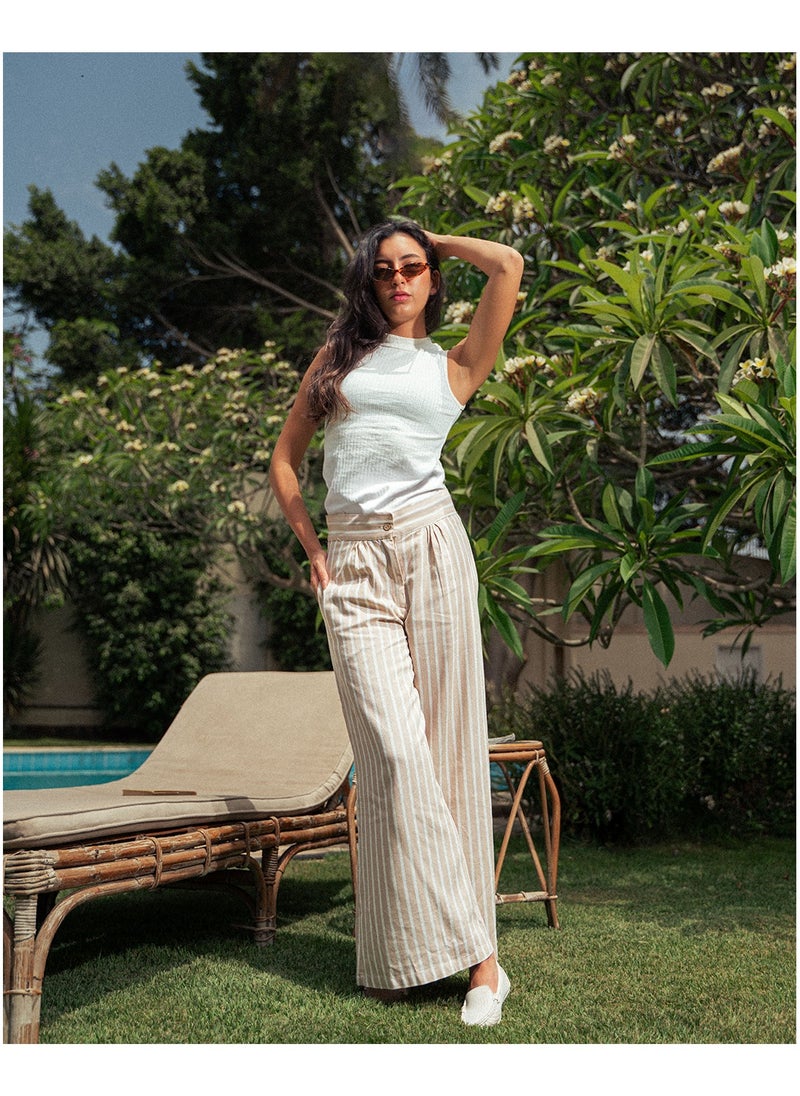 Arafa Women’s Striped Wide-Leg Pants  - Image 1