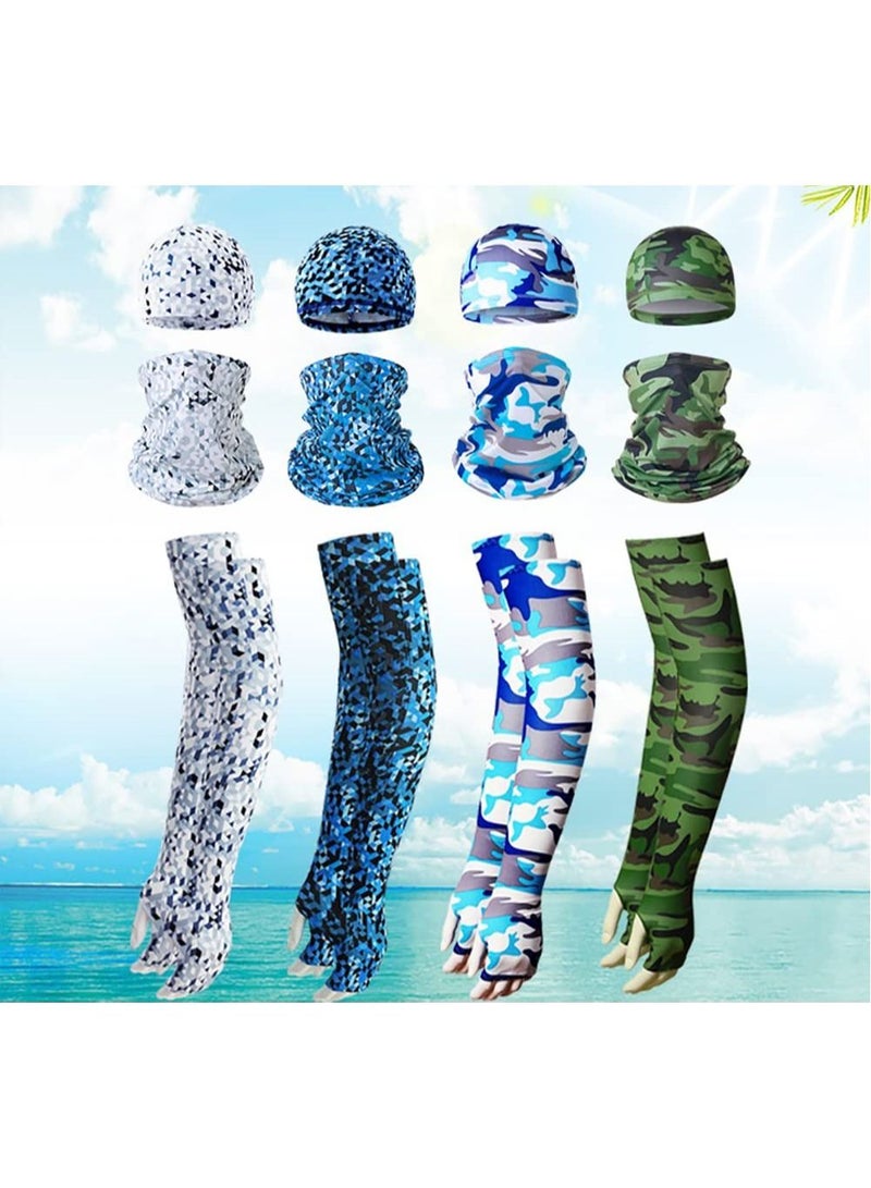Arabest Summer Bandana UV Protection Face Cover Neck Gaiter Scarf and Ice Silk Cooling Arm Sleeves with Thumb Holes Sleeve Cap  - Image 2