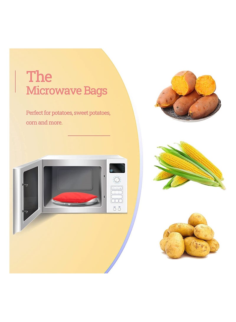 SYOSI SYOSI Microwave Potato Bag, Reusable Express Microwave Potato Cooker Bag, Baked Potato Cooker Perfect Potatoes 4 Minutes, Red Baked Pouch, 20x25cm, 3 Pack  - Image 2