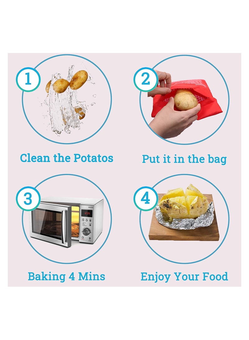 SYOSI SYOSI Microwave Potato Bag, Reusable Express Microwave Potato Cooker Bag, Baked Potato Cooker Perfect Potatoes 4 Minutes, Red Baked Pouch, 20x25cm, 3 Pack  - Image 5