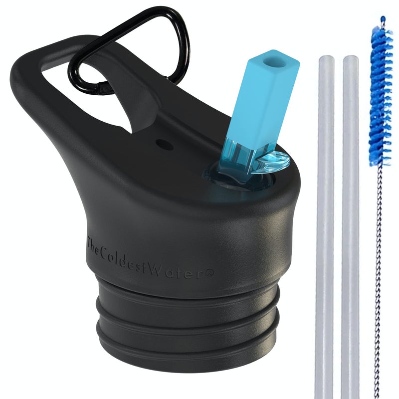 THE COLDEST WATER COLDEST Insulated Straw Cap Flip Top Lid  MultiCompatible with Flask Mouth  Black Standard for 1221 Gallon Lids 