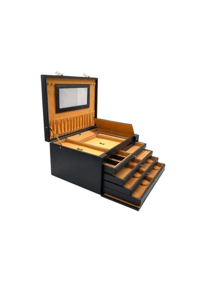 LAVERI LEATHER Genuine Leather Jewellery Box Black - Image 1