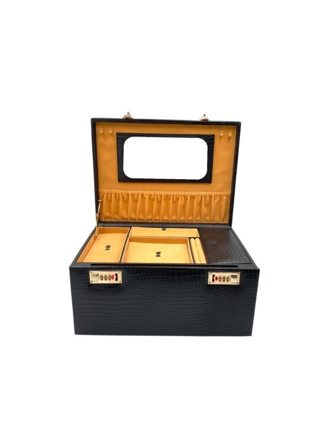LAVERI LEATHER Genuine Leather Jewellery Box Black - Image 5