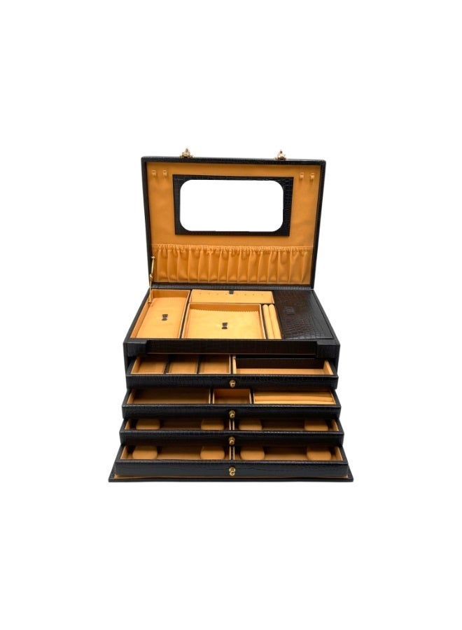 LAVERI LEATHER Genuine Leather Jewellery Box Black - Image 3