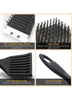 Excefore Grill Cleaning Brush 2 Pack Triangle Metal Bristles Cleaner with Scraper and Long Handle Stainless Grill Grate Cleaner Perfect for All Grilling Tools  - Image 4