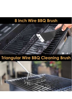 Excefore Grill Cleaning Brush 2 Pack Triangle Metal Bristles Cleaner with Scraper and Long Handle Stainless Grill Grate Cleaner Perfect for All Grilling Tools  - Image 2