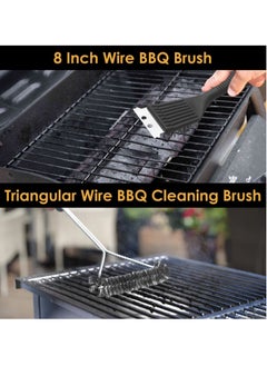 Excefore Grill Cleaning Brush 2 Pack Triangle Metal Bristles Cleaner with Scraper and Long Handle Stainless Grill Grate Cleaner Perfect for All Grilling Tools  - Image 5