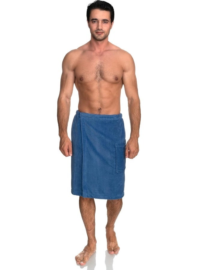 TowelSelections Mens Shower Wrap Adjustable Cotton Terry Velour Wrap Gym Body Cover Up Large/X-Large Dutch Blue - Image 1