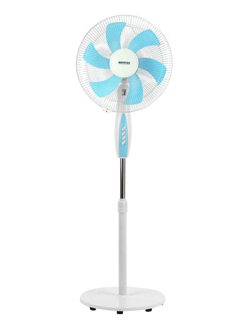 KRYPTON Stand Fan 3 Speed 6 Leaf blade Horizontal oscillation Adjustable height and tilt setting  50 W 50 W KNF6436 White/Blue - Image 4