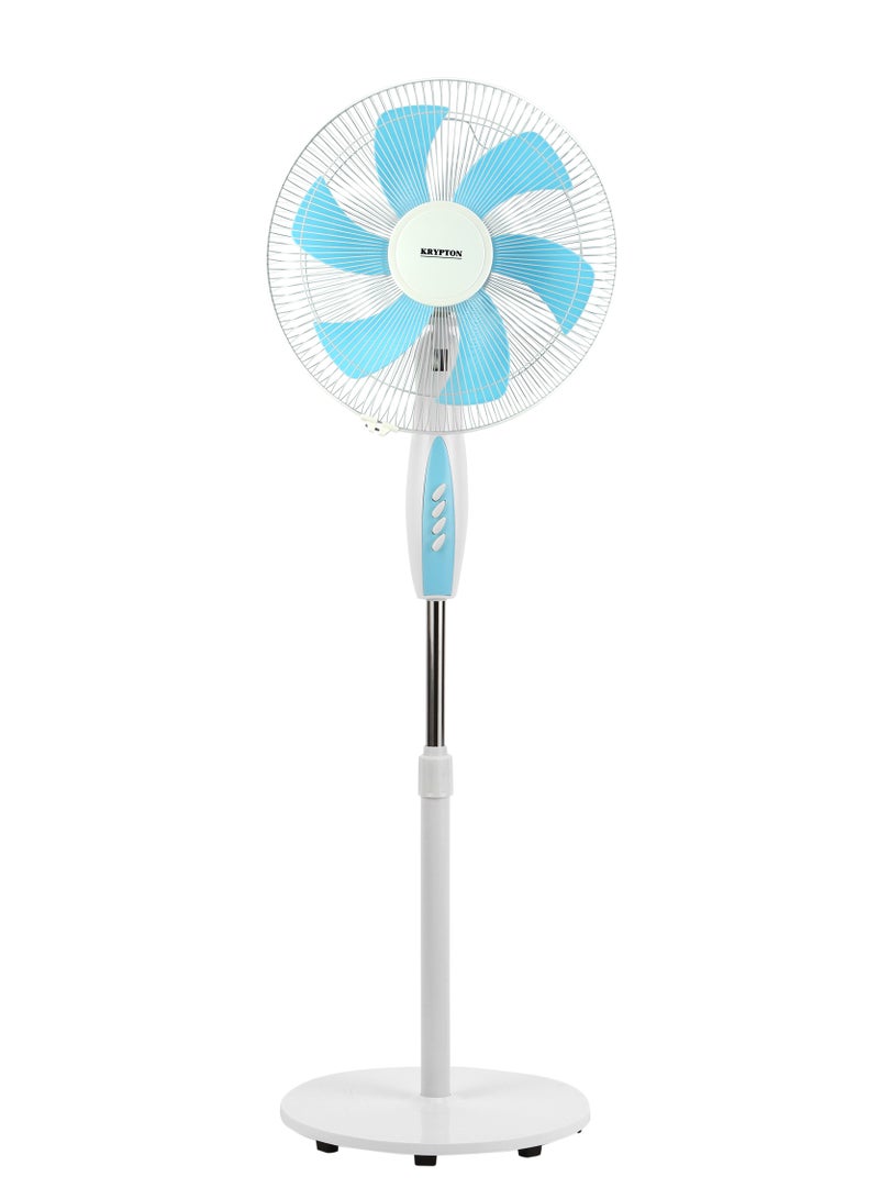 KRYPTON Stand Fan 3 Speed 6 Leaf blade Horizontal oscillation Adjustable height and tilt setting  50 W 50 W KNF6436 White/Blue - Image 1