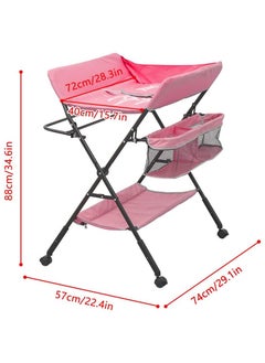 Gogoya Portable Foldable Baby Diaper Changing Table With Wheels, Mobile Nursery Organizer For Newborn Essentials,Grey  - Image 2