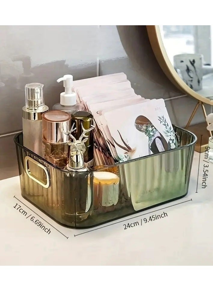 أوريتي منظم حامل علبة المكياج، علبة عرض مستحضرات التجميل، منظم مكياج الحمام، سطح المكتب، علبة تخزين العناية بالبشرة مع مقبض - أخضر - Image 1