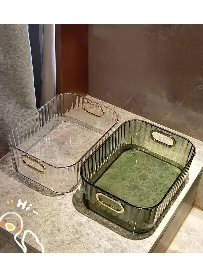 أوريتي منظم حامل علبة المكياج، علبة عرض مستحضرات التجميل، منظم مكياج الحمام، سطح المكتب، علبة تخزين العناية بالبشرة مع مقبض - أخضر - Image 4