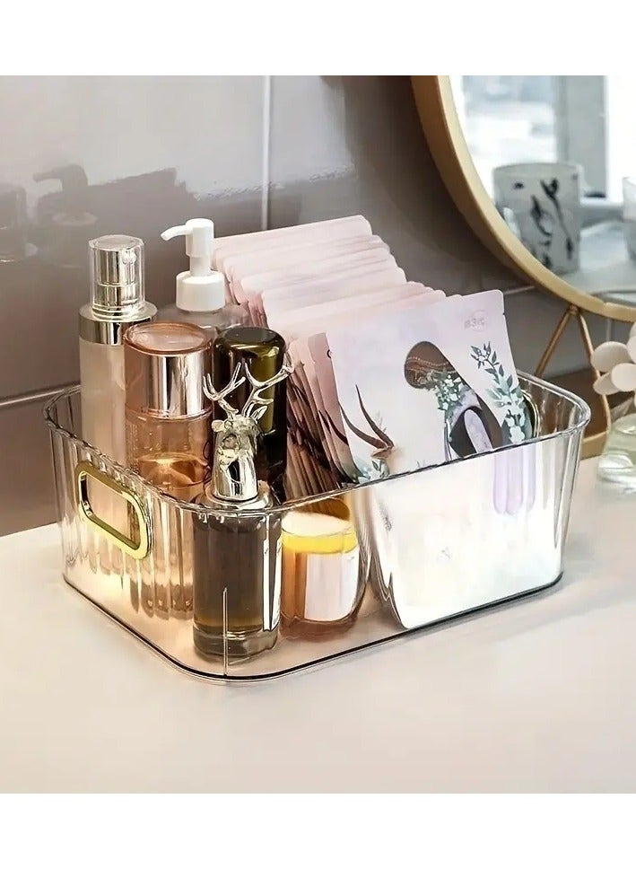 أوريتي منظم حامل علبة المكياج، علبة عرض مستحضرات التجميل، منظم مكياج الحمام، سطح المكتب، علبة تخزين العناية بالبشرة مع مقبض - أخضر - Image 3