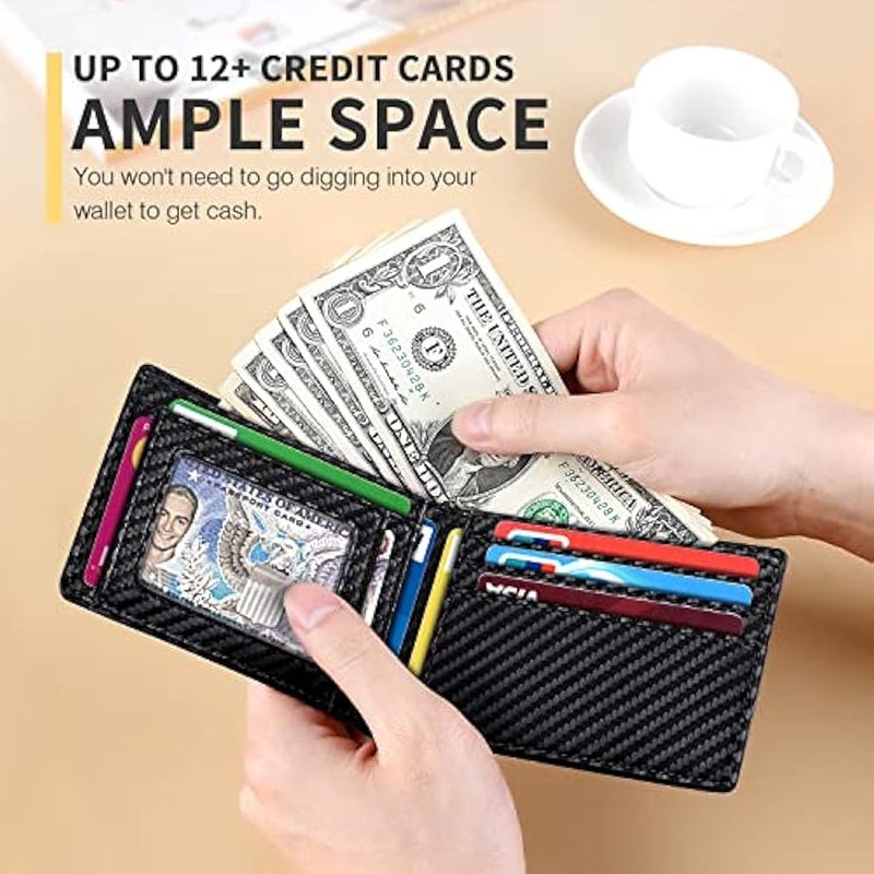 Top Layer Genuine Cowhide Leather Wallet for Men Slim Mens Wallet-Money Clip RFID Wallet-Gift Box, 1. - Image 2