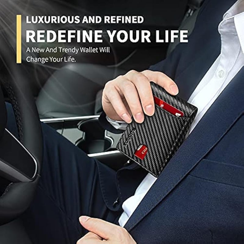 Top Layer Genuine Cowhide Leather Wallet for Men Slim Mens Wallet-Money Clip RFID Wallet-Gift Box, 1. - Image 5