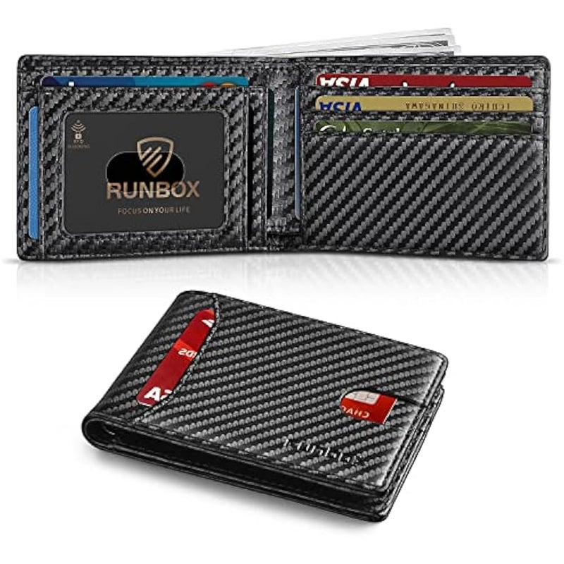Top Layer Genuine Cowhide Leather Wallet for Men Slim Mens Wallet-Money Clip RFID Wallet-Gift Box, 1. - Image 1
