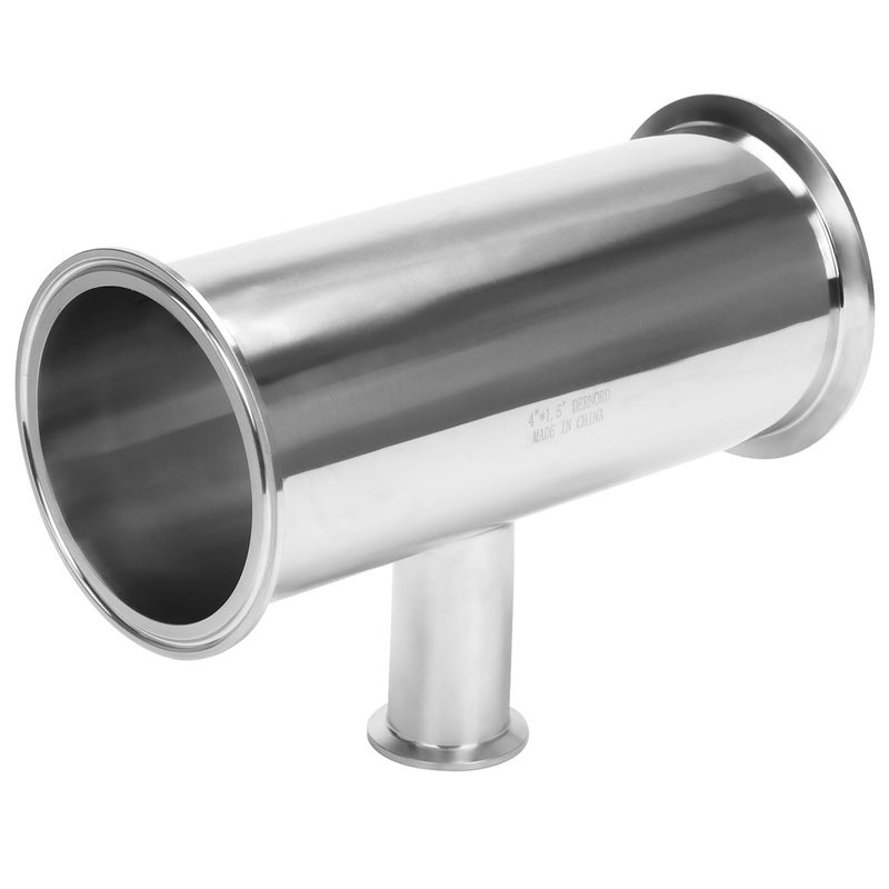 DERNORD Reducing Clamp Tee 3 Way Stainless Steel 304 Sanitary Fitting Pipe OD 4 inch x 4 inch x 15 inch - Image 2