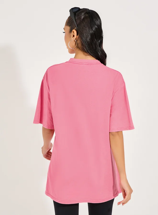 Styli Styli Acid Washed Oversized Dropped Shoulder T-Shirt