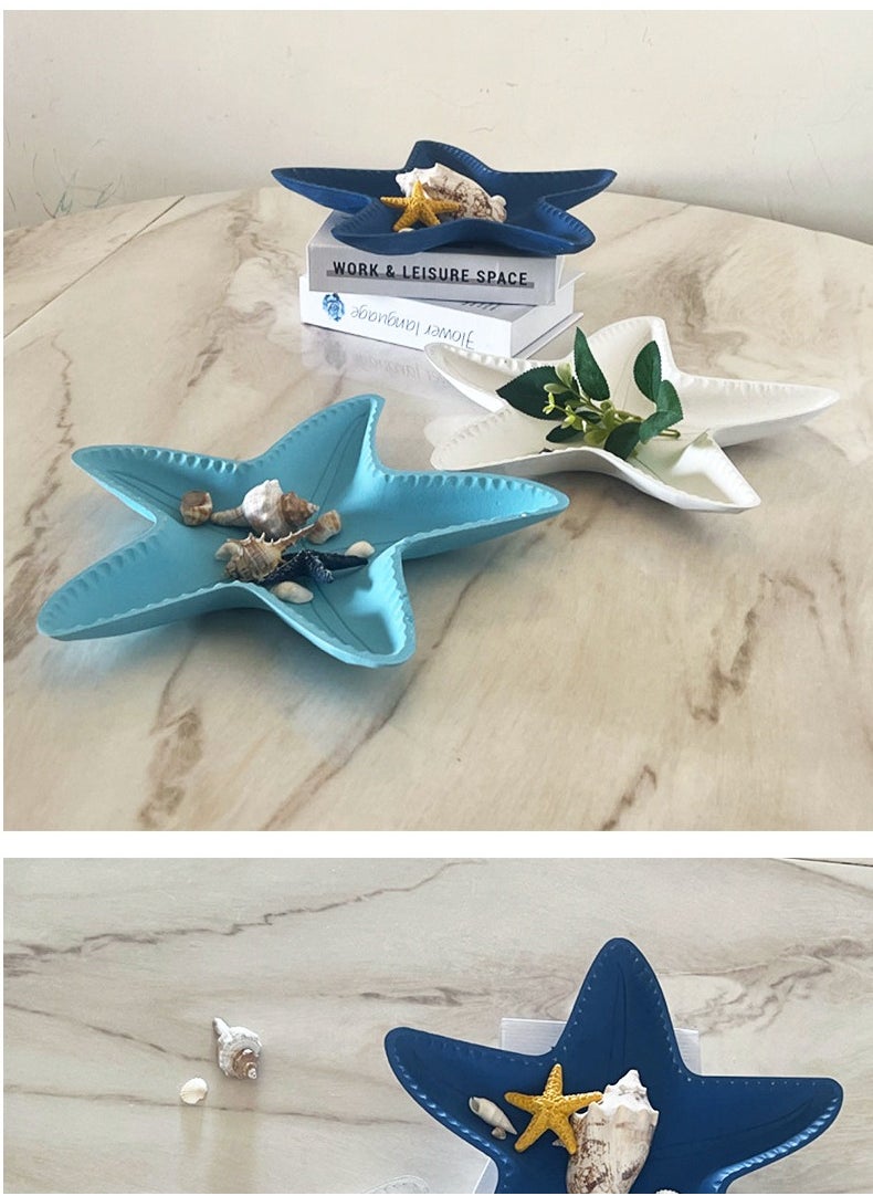 Mediterranean  Starfish Plate Tray Coastal Decorative Tray for Coffee Table, Living Room, Dining Room, and Storage