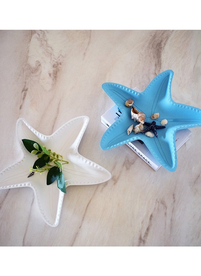 Mediterranean  Starfish Plate Tray Coastal Decorative Tray for Coffee Table, Living Room, Dining Room, and Storage