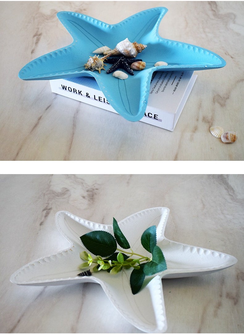 Mediterranean  Starfish Plate Tray Coastal Decorative Tray for Coffee Table, Living Room, Dining Room, and Storage