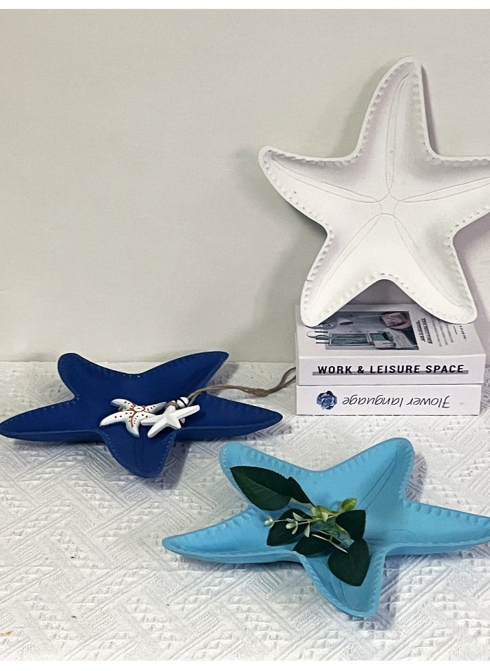 Mediterranean  Starfish Plate Tray Coastal Decorative Tray for Coffee Table, Living Room, Dining Room, and Storage