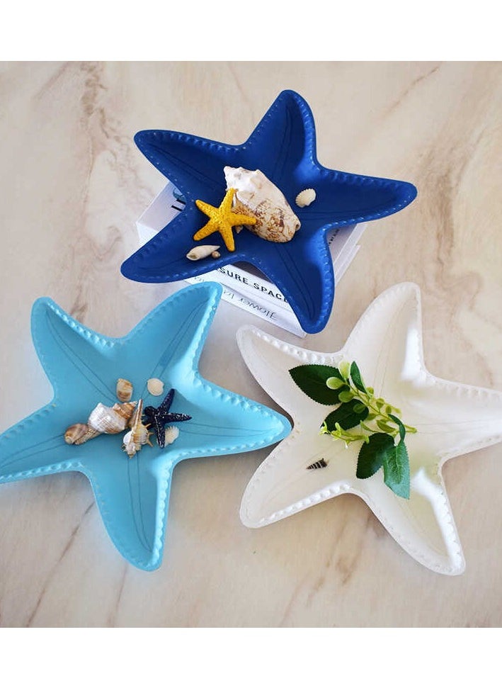 Mediterranean  Starfish Plate Tray Coastal Decorative Tray for Coffee Table, Living Room, Dining Room, and Storage