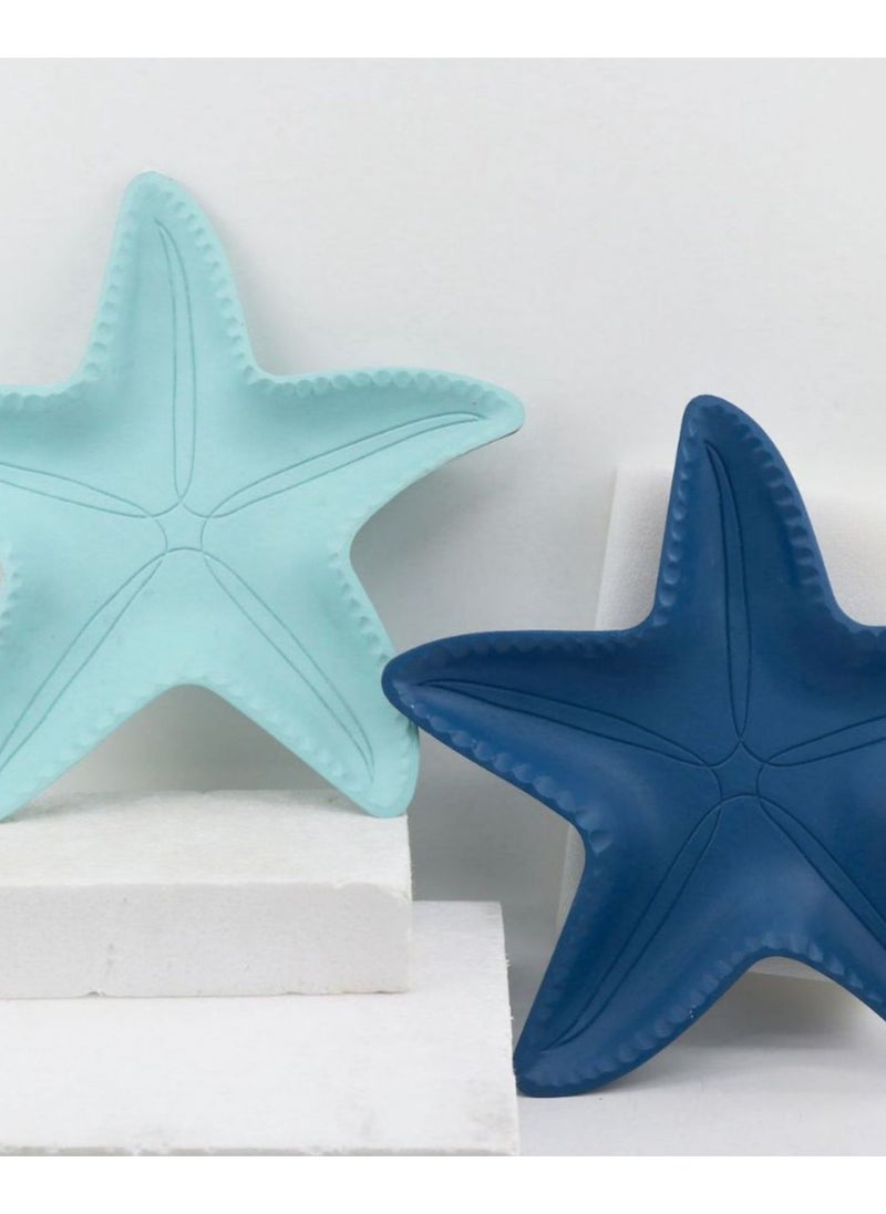 Mediterranean  Starfish Plate Tray Coastal Decorative Tray for Coffee Table, Living Room, Dining Room, and Storage